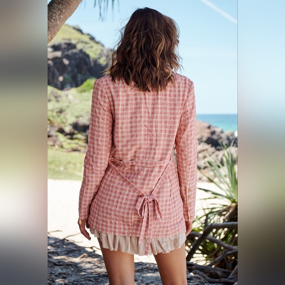 😀FREE PEOPLE OLIVIA GINGHAM BLAZER NWT! - Picture 3 of 8